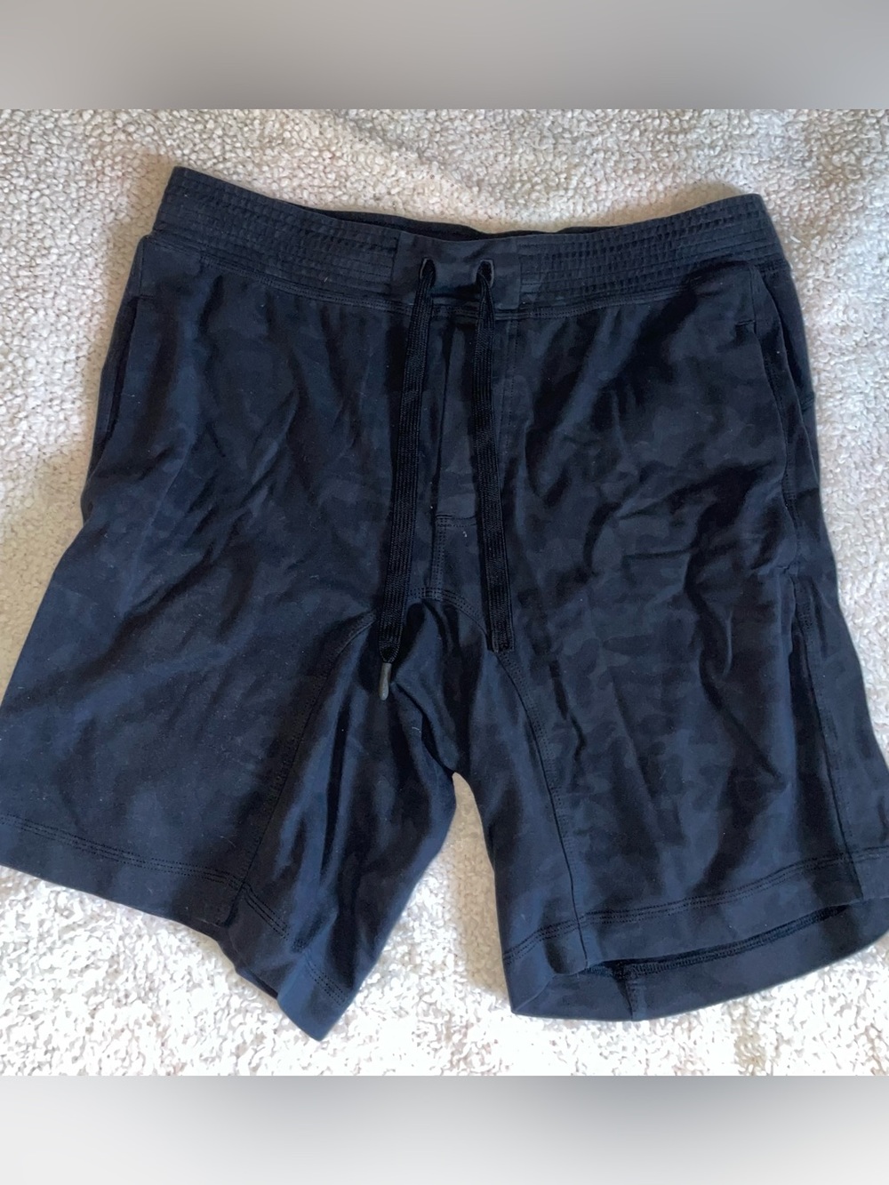 Men's Dark Blue Drawstring Athletic Shorts